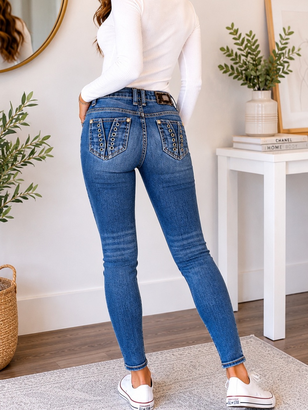 Brooklyn Girl Skinny Jeans Juniors Size 5 Medium Wash Stretch Denim